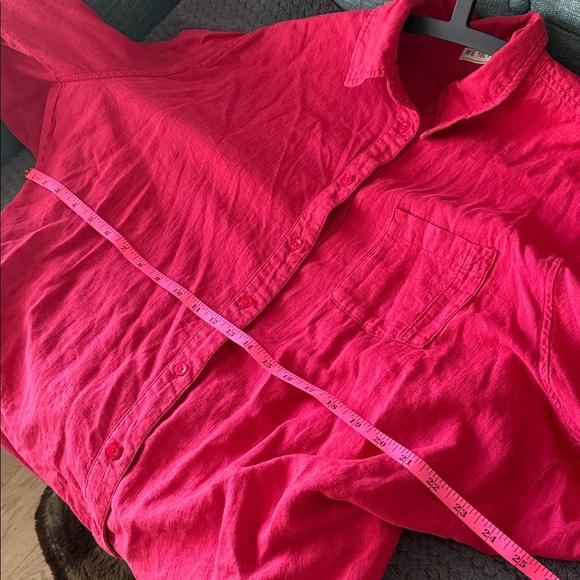 We The Free Free People Vibrant Fushia Pink Linen Button Down Top Size Small - Picture 5 of 7